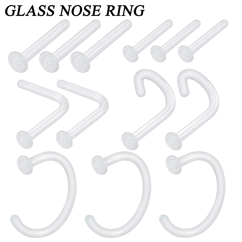 Body Jewelry Storage - Goujon de nez en verre Transparent,