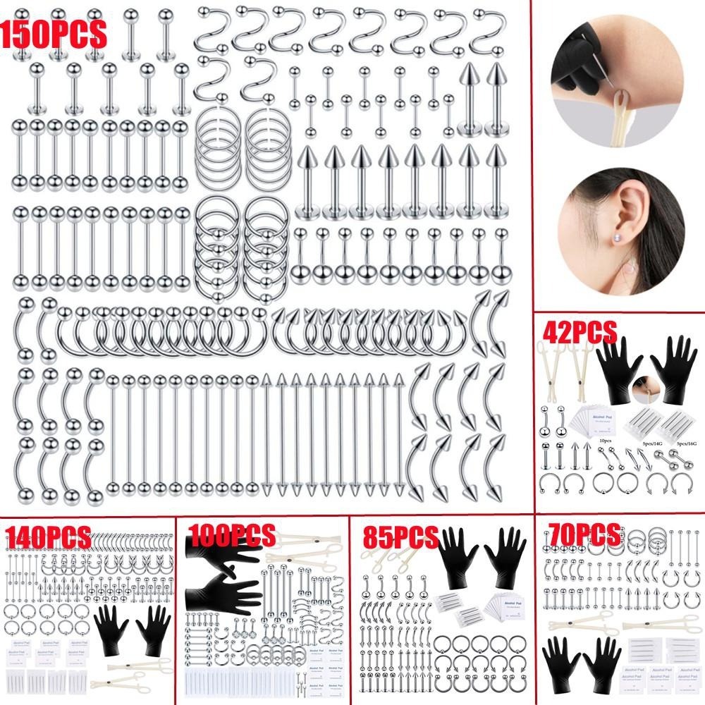 Body Jewelry Tool - Kit de Piercing Corporel 150/140/85/70/42 Pièces,