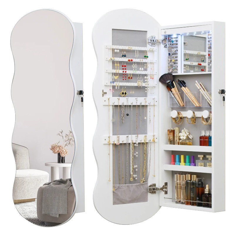 Body Jewelry Storage - Miroir sur pied en bois, style
