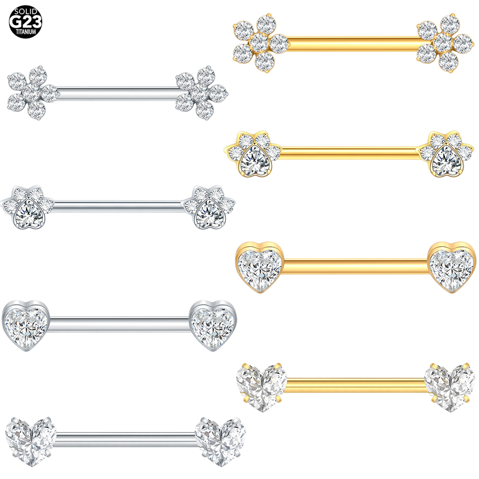 Body Jewelry Nipple Rings - Piercing de mamelon en titane, fleur,