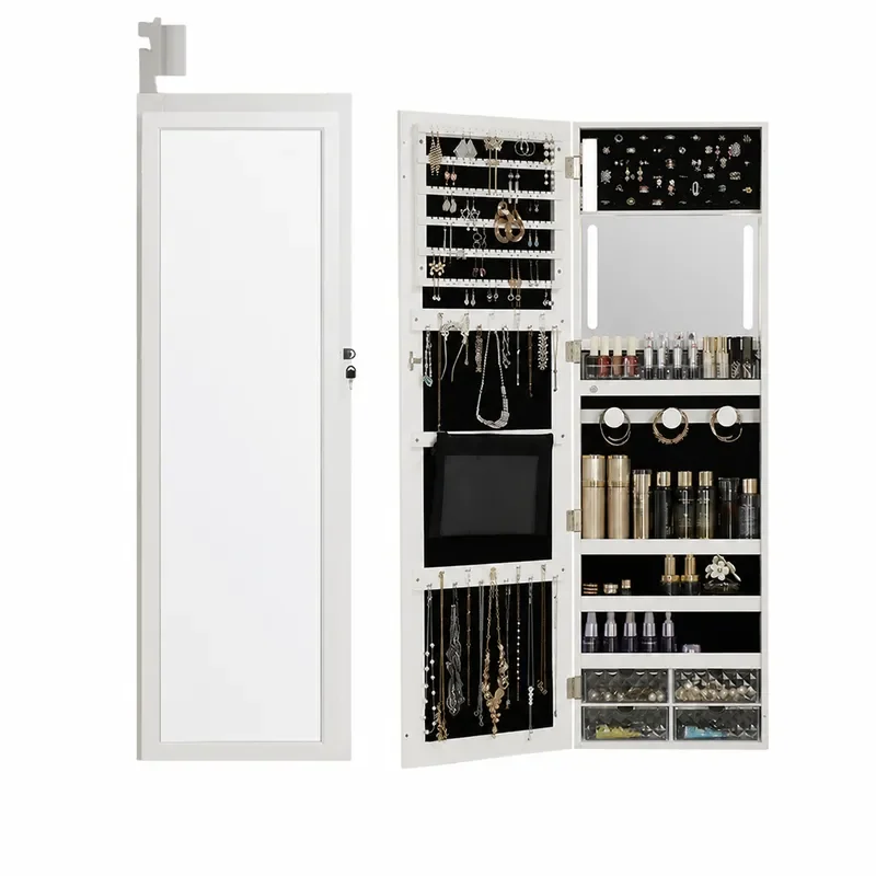 Body Jewelry Storage - Miroir mural pleine longueur avec armoire