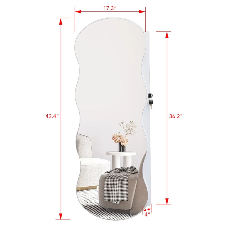 Miroir sur pied en bois, style - Body Jewelry Storage avis et prix
