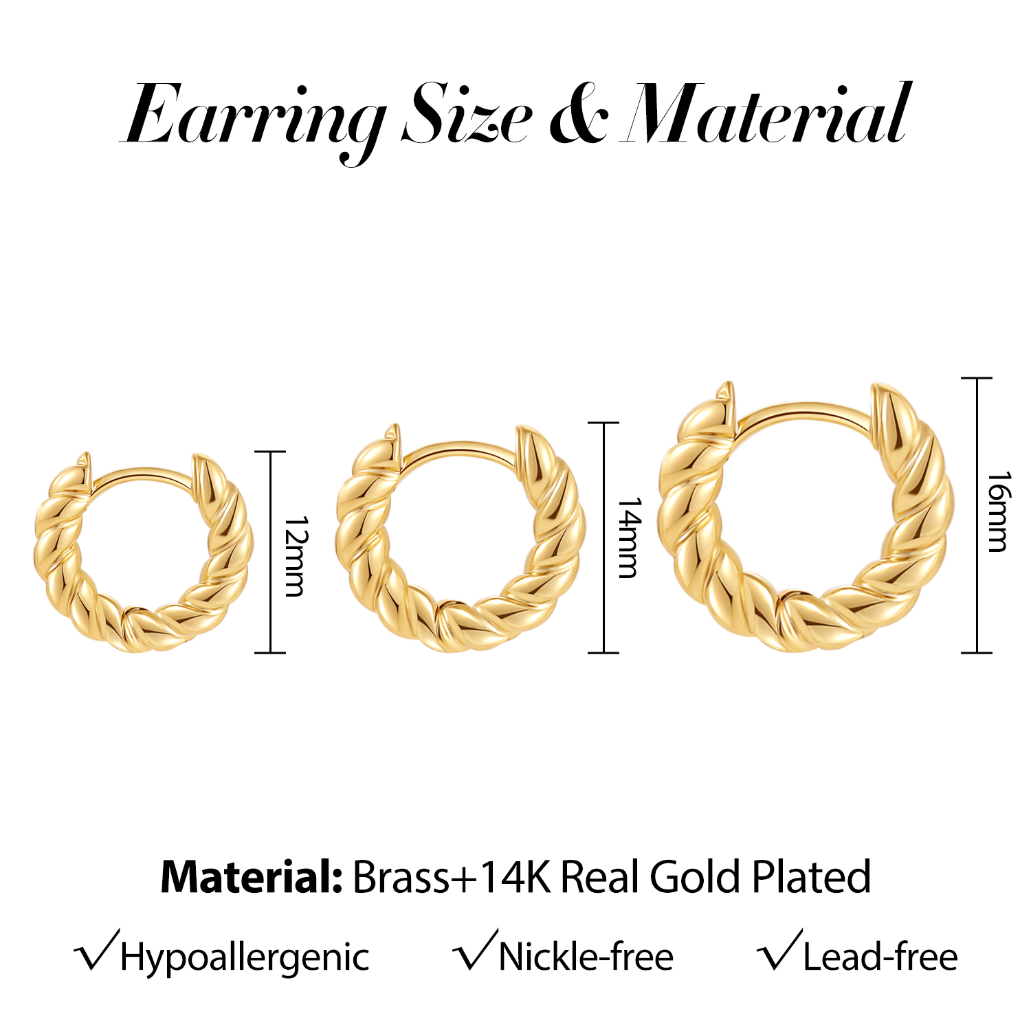 12/14/16mm à la mode torsadé p - Conch Earring Hoop avis et prix
