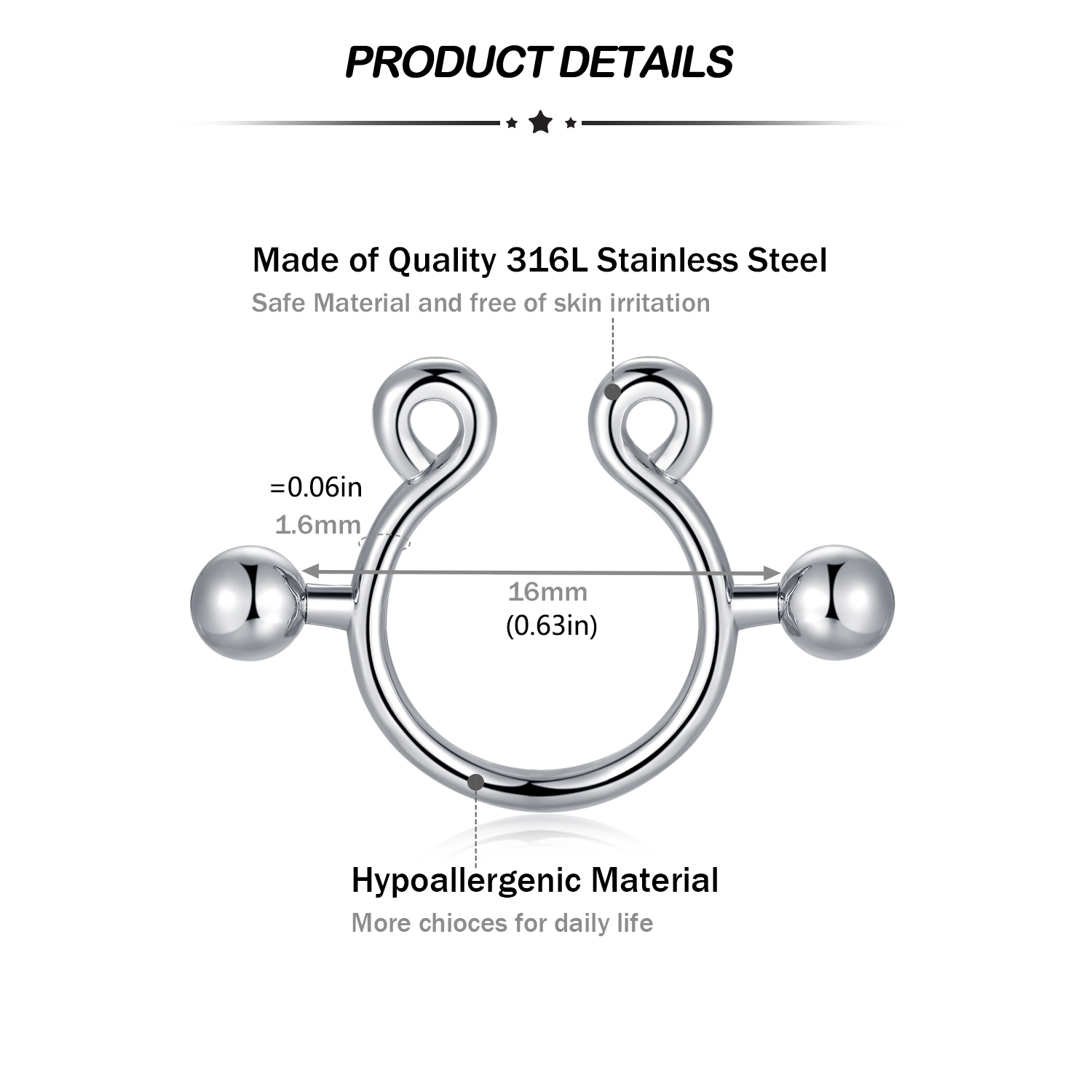 Faux anneaux de mamelon en aci - Body Jewelry Nipple Rings avis et prix